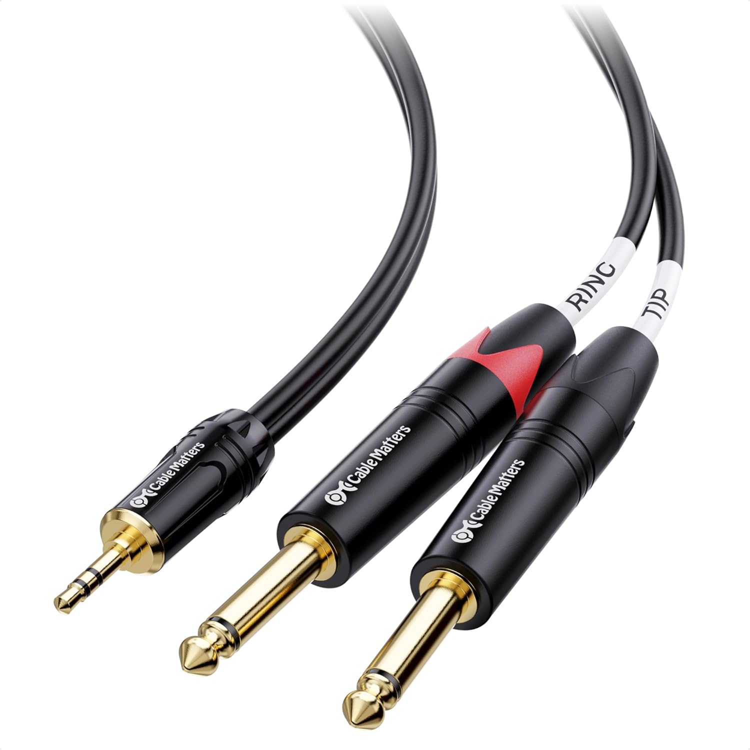 Cable Matters 3.5mm TRS to Dual 6.35mm TS Breakout Cable 6 ft, 1/8 to 1/4 Stereo Cable, Y Splitter 3.5mm to 1/4 Cable, 1/4 to 1/8 Audio Cable - 6 Feet-0