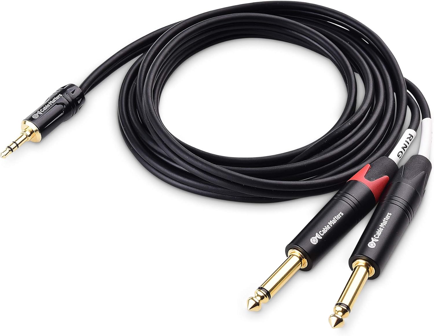 Cable Matters 3.5mm TRS to Dual 6.35mm TS Breakout Cable 6 ft, 1/8 to 1/4 Stereo Cable, Y Splitter 3.5mm to 1/4 Cable, 1/4 to 1/8 Audio Cable - 6 Feet-1