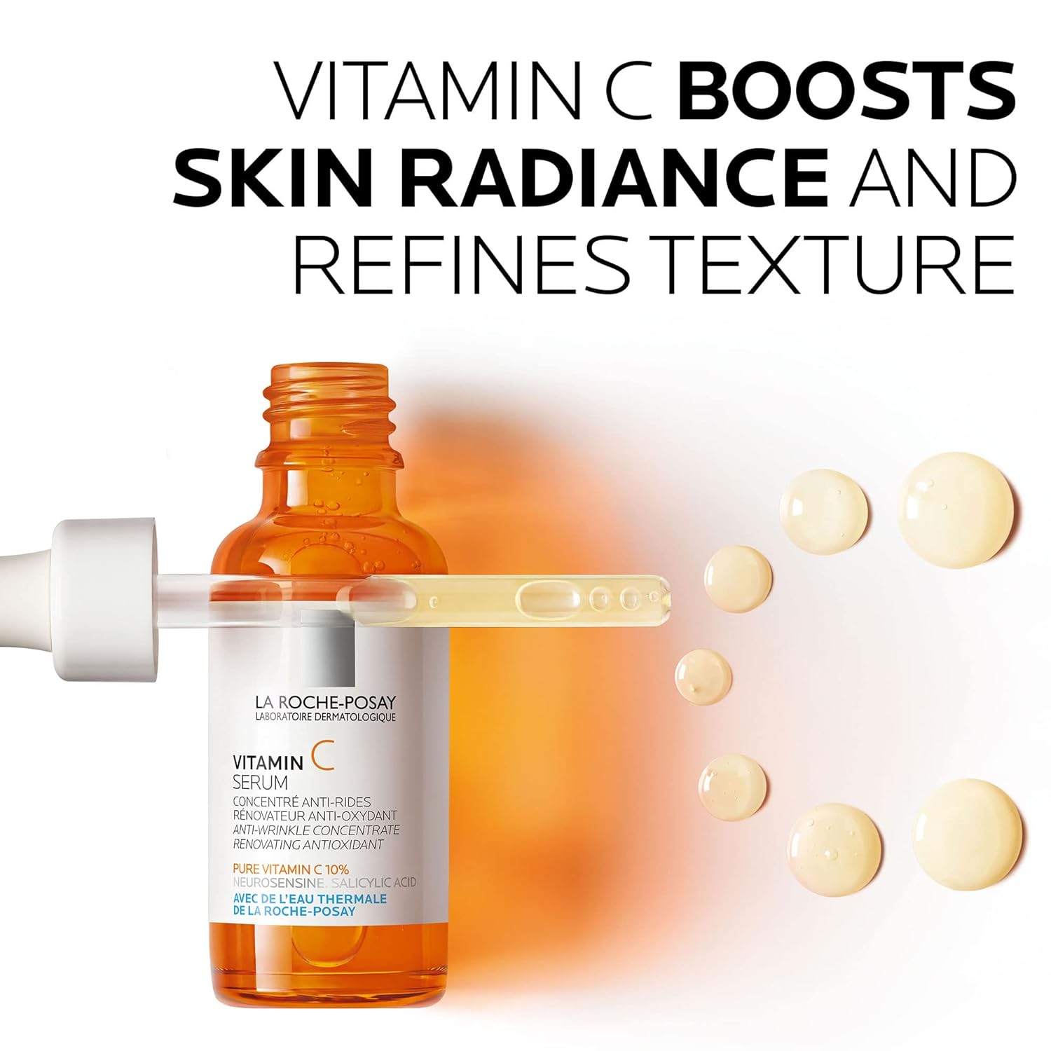 La Roche-Posay Pure Vitamin C Face Serum with Hyaluronic Acid & Salicylic Acid, Anti Aging Face Serum for Wrinkles & Uneven Skin Texture to Visibly Brighten & Smooth. Suitable for Sensitive Skin-1