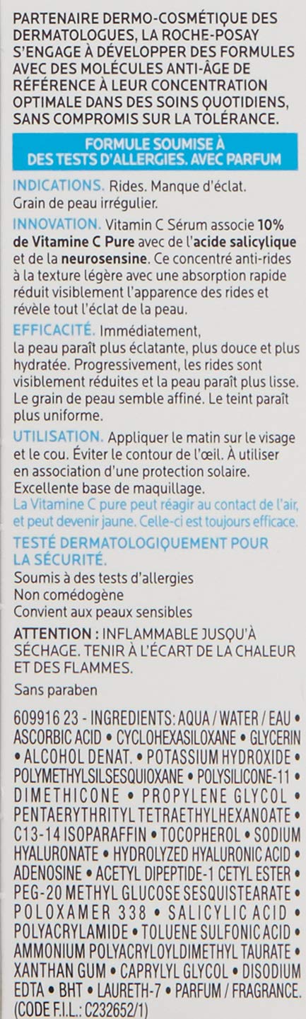 La Roche-Posay Pure Vitamin C Face Serum with Hyaluronic Acid & Salicylic Acid, Anti Aging Face Serum for Wrinkles & Uneven Skin Texture to Visibly Brighten & Smooth. Suitable for Sensitive Skin-11