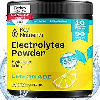 KEY NUTRIENTS Multivitamin Electrolytes Powder No Sugar - Refreshing Lemonade Electrolyte Powder - Endurance & Energy Supplement - Hydration Powder - No Calories - 90 Servings - Made in USA