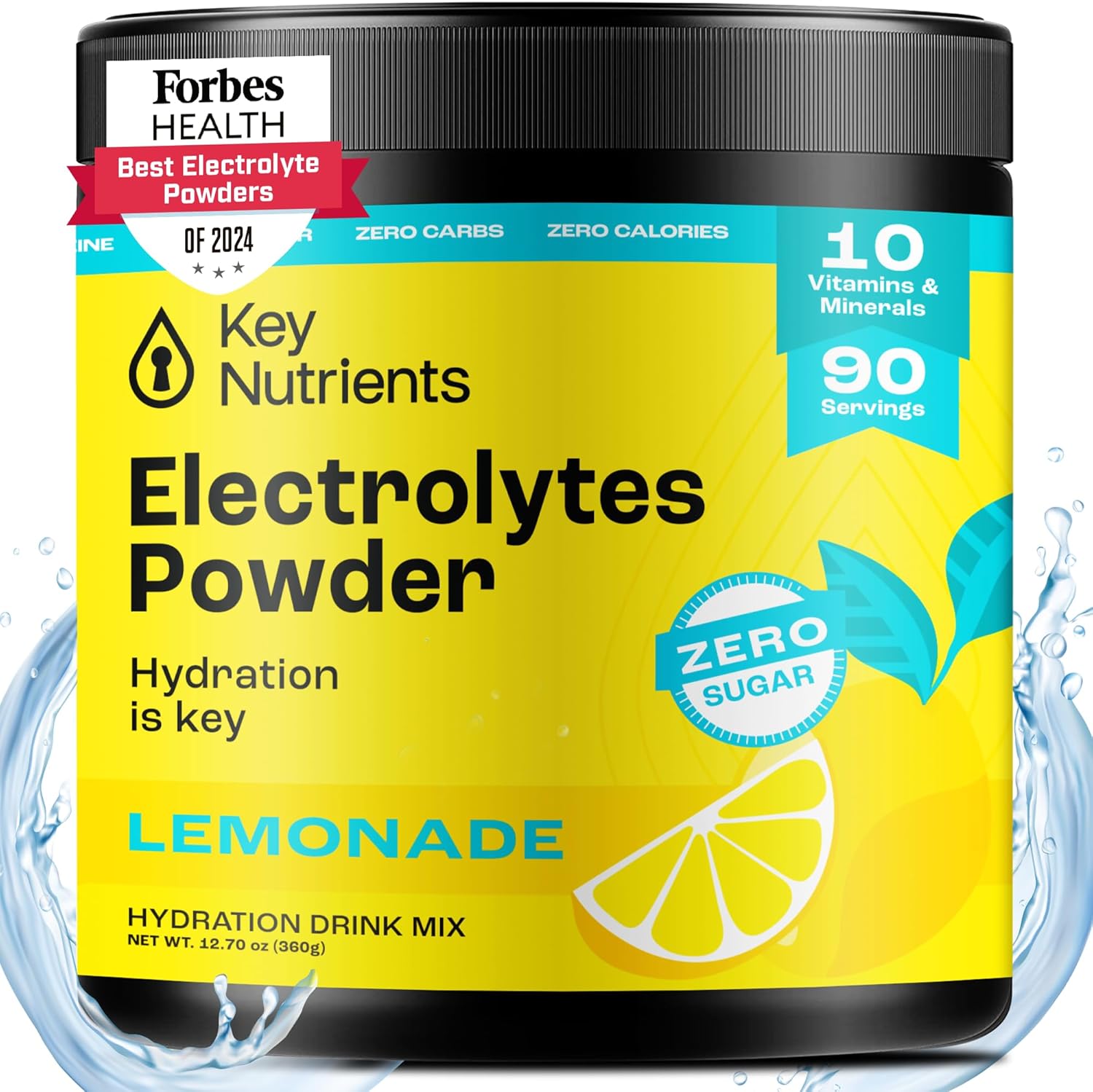 KEY NUTRIENTS Multivitamin Electrolytes Powder No Sugar - Refreshing Lemonade Electrolyte Powder - Endurance & Energy Supplement - Hydration Powder - No Calories - 90 Servings - Made in USA-0