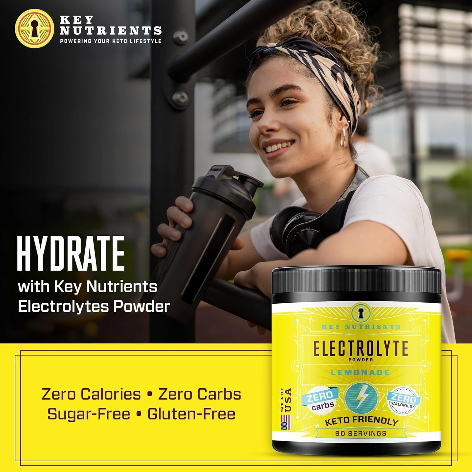 KEY NUTRIENTS Multivitamin Electrolytes Powder No Sugar - Refreshing Lemonade Electrolyte Powder - Endurance & Energy Supplement - Hydration Powder - No Calories - 90 Servings - Made in USA-10