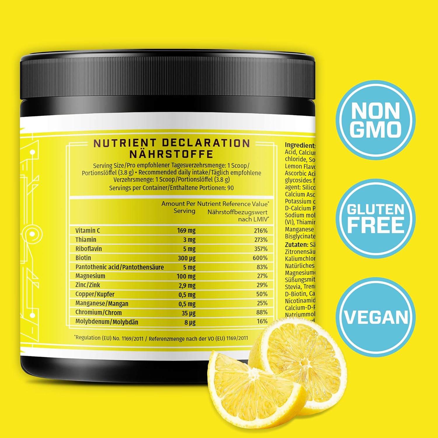 KEY NUTRIENTS Multivitamin Electrolytes Powder No Sugar - Refreshing Lemonade Electrolyte Powder - Endurance & Energy Supplement - Hydration Powder - No Calories - 90 Servings - Made in USA-16