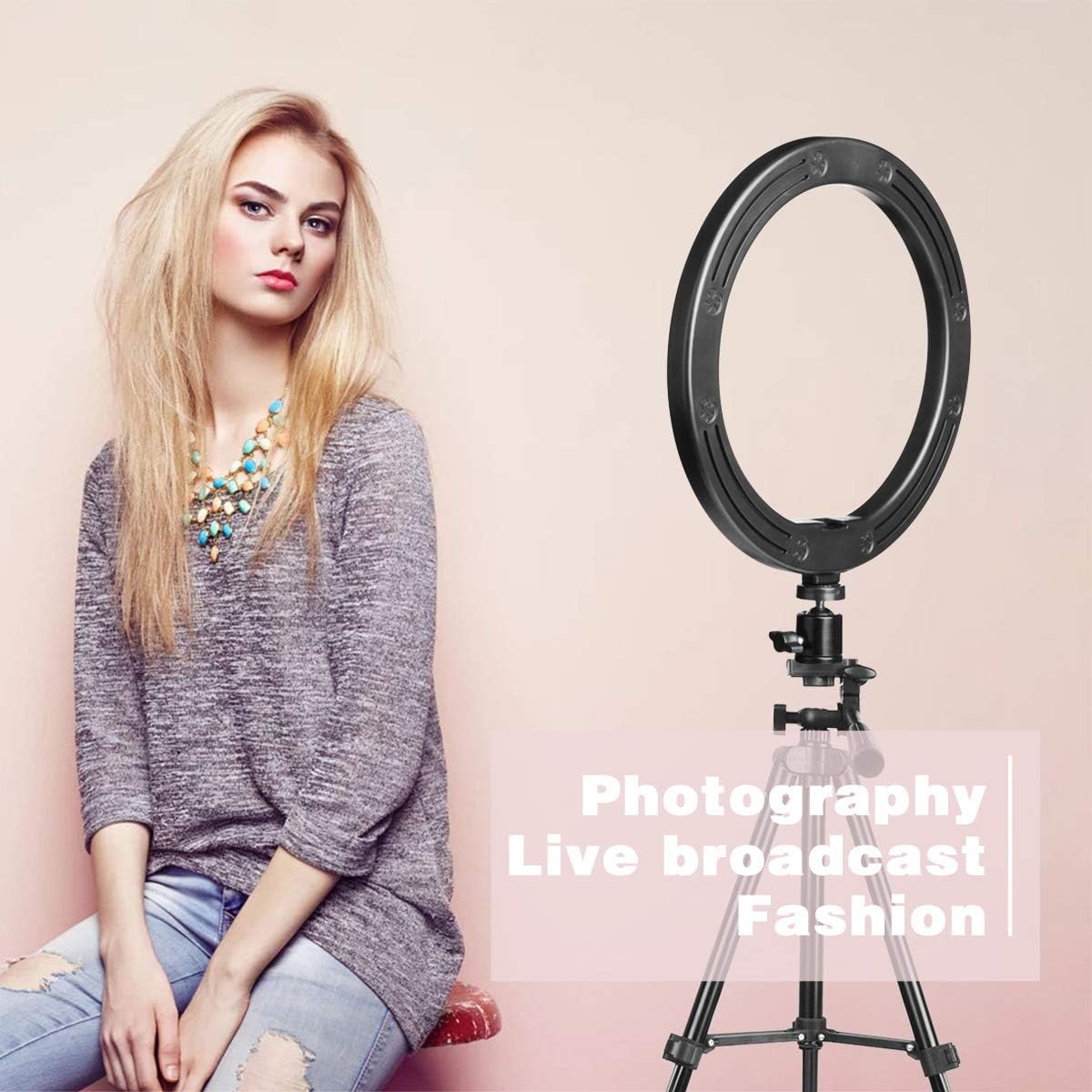 Dimmable Desk Makeup LED Ring Light 10" with Tripod Stand & Phone Holder for Live Streaming & YouTube Video, Photography, Shooting with 3 Light Modes & 10 Brightness Level-6