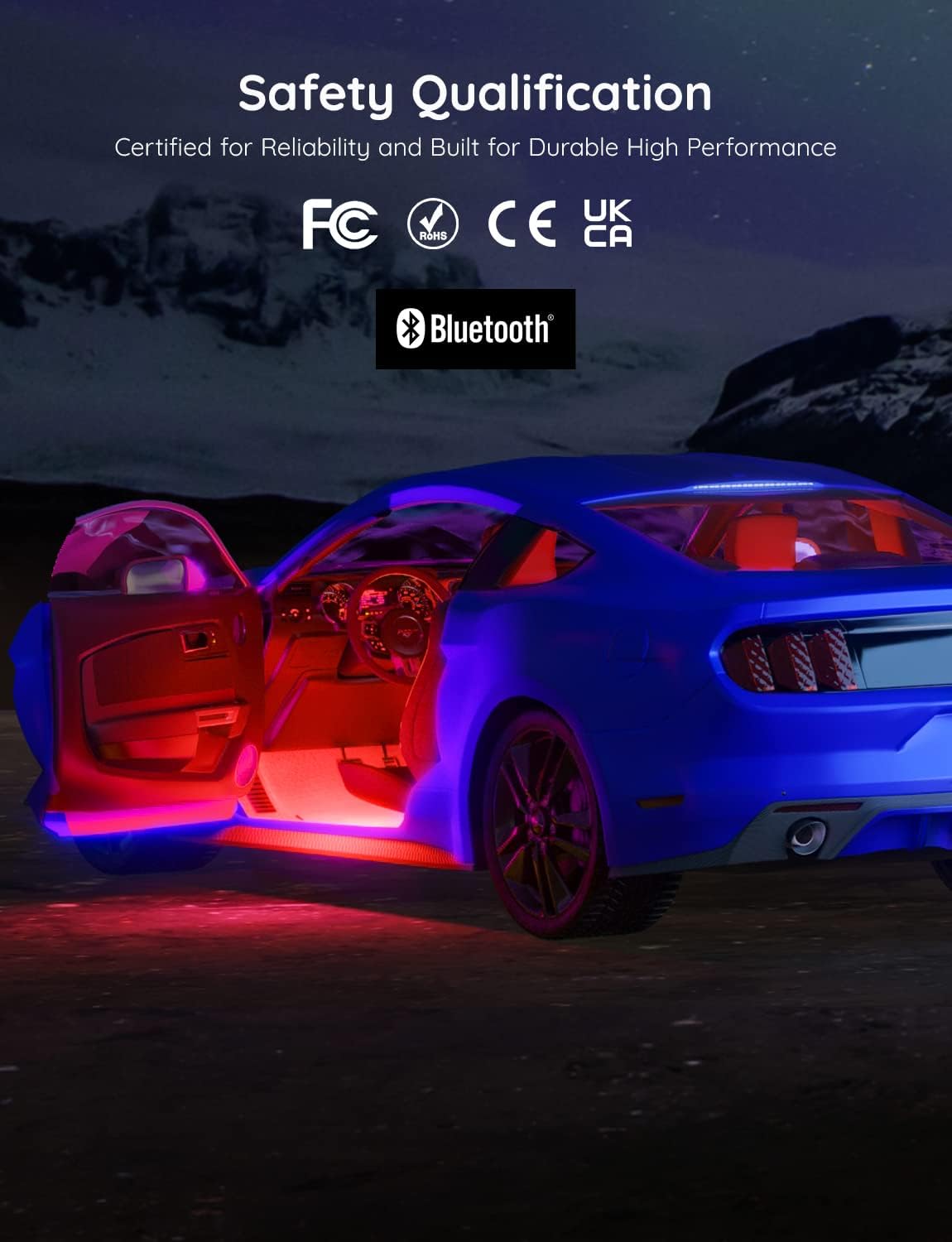 Govee Car LED Lights, Smart Interior Lights with App Control, RGB Inside Car Lights with DIY Mode and Music Mode, 2 Lines Design for Cars with Car Charger, DC 12V-1