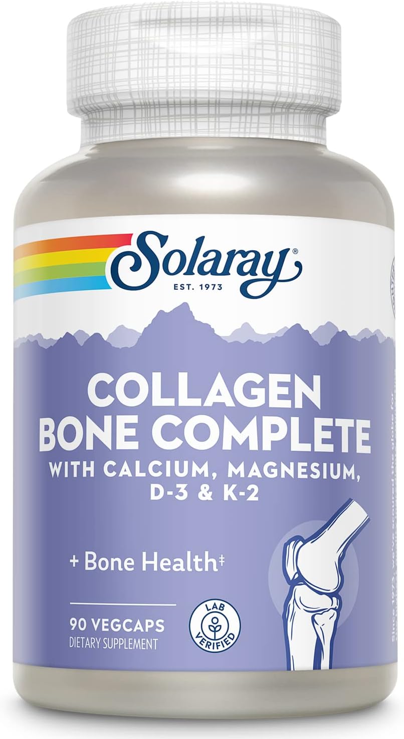 Solaray Collagen Bone Complete | Advanced Bone Matrix Formula with Plant Calcium & Magnesium | 30 Servings | 90 VegCaps-0