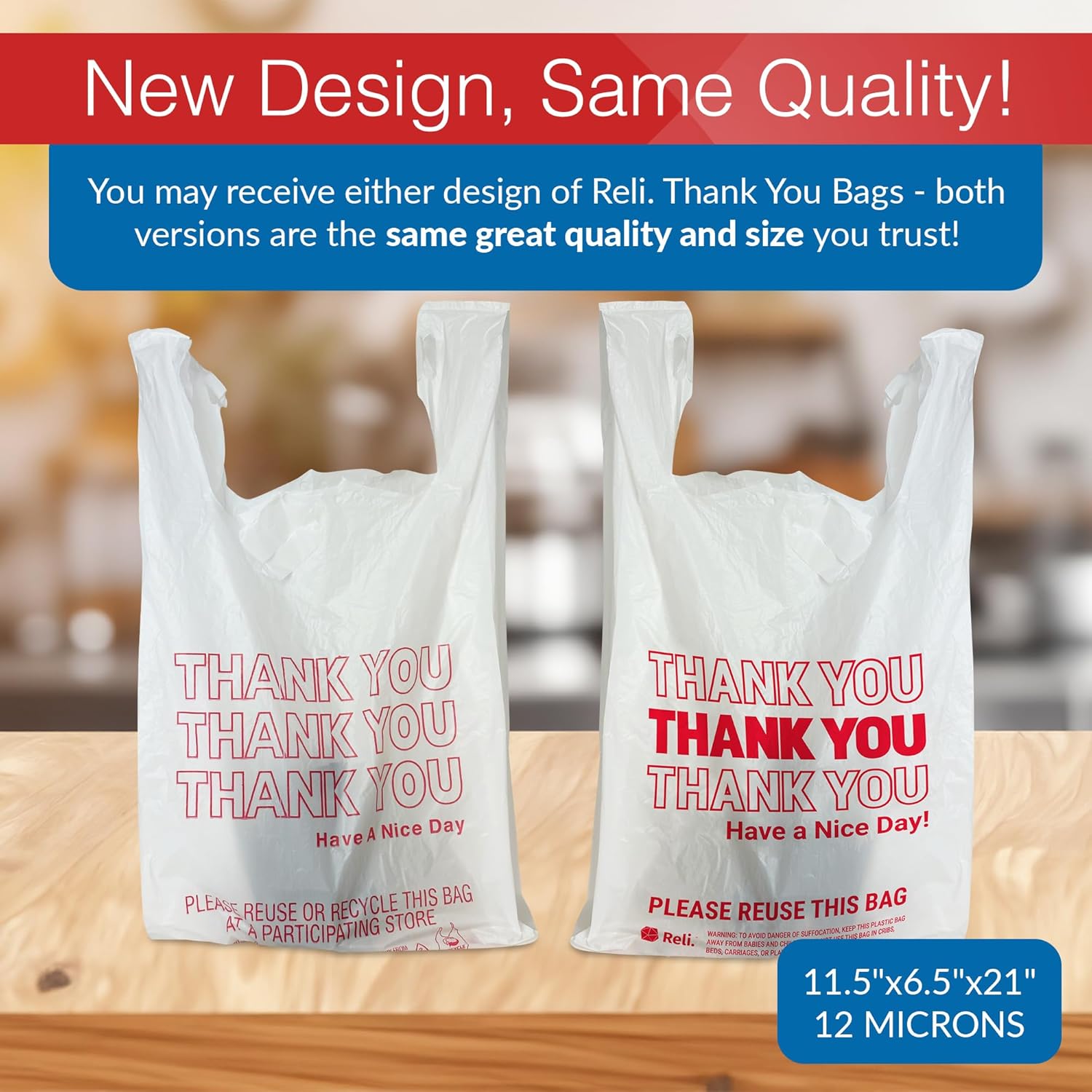 Reli. Thank You Plastic Bags (350 Count) (11.5" x 6.5" x 21") (White) - Grocery, Shopping Bag, Restaurants, Convenience Store-2