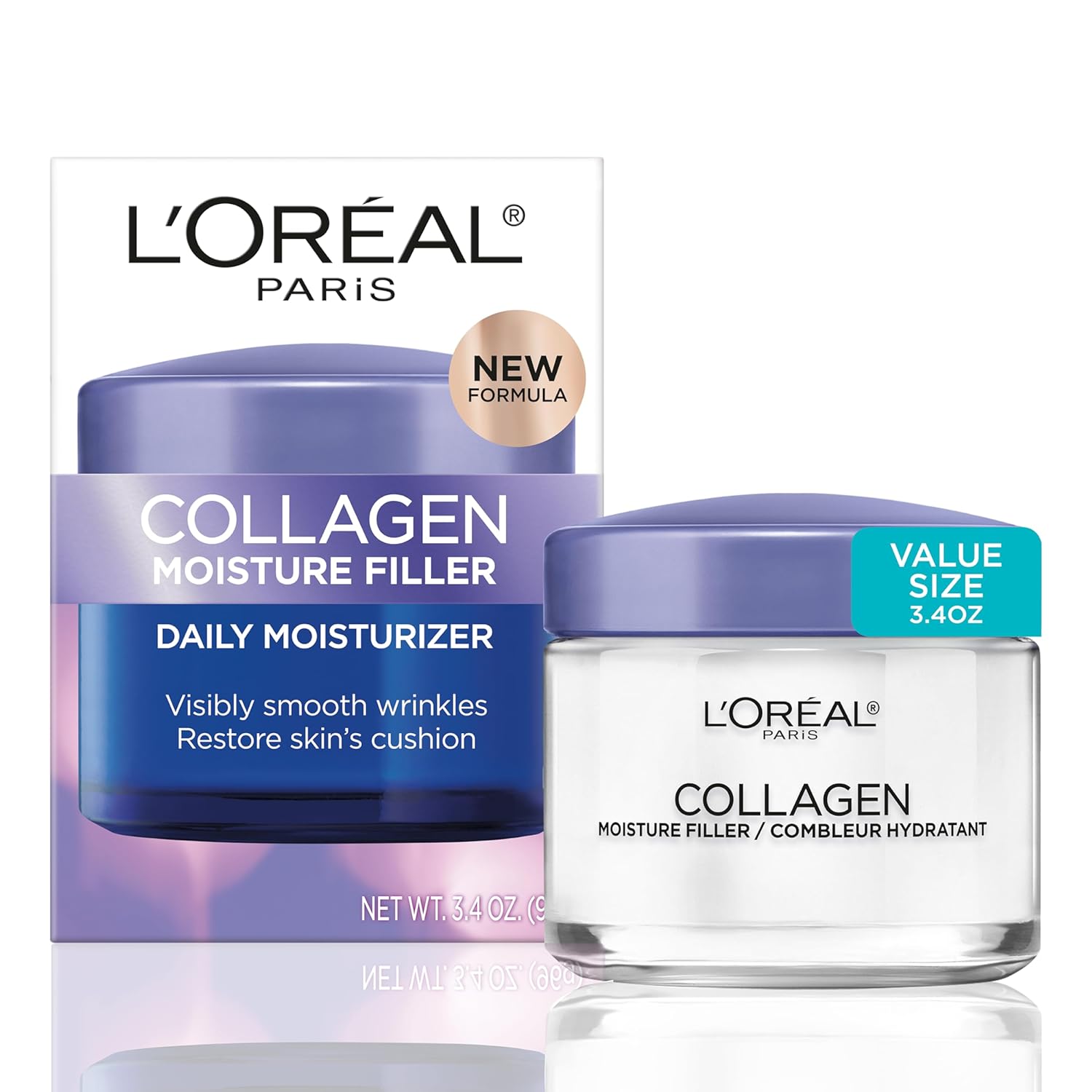 L'Oreal Paris Collagen Daily Face Moisturizer, Reduce Wrinkles, Face Cream 3.4 oz-0