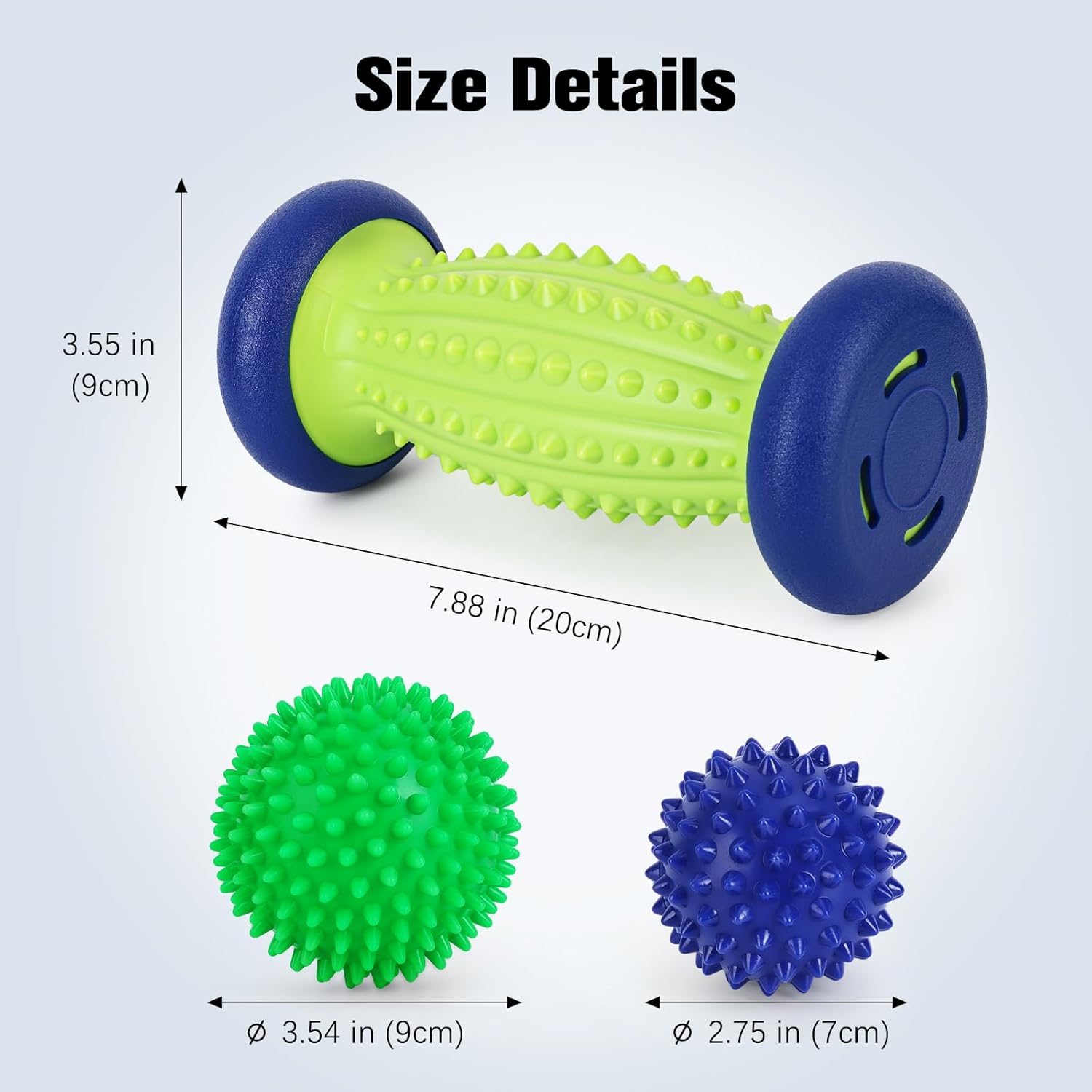 Plantar Fasciitis Roller Foot Massage Ball-Foot Ball Roller Massager Set,Massage Balls and Foot Roller for Plantar Fasciitis Relief | Trigger Point Therapy(1 Foot Massage Roller+2 Spiky Massage Balls)-1