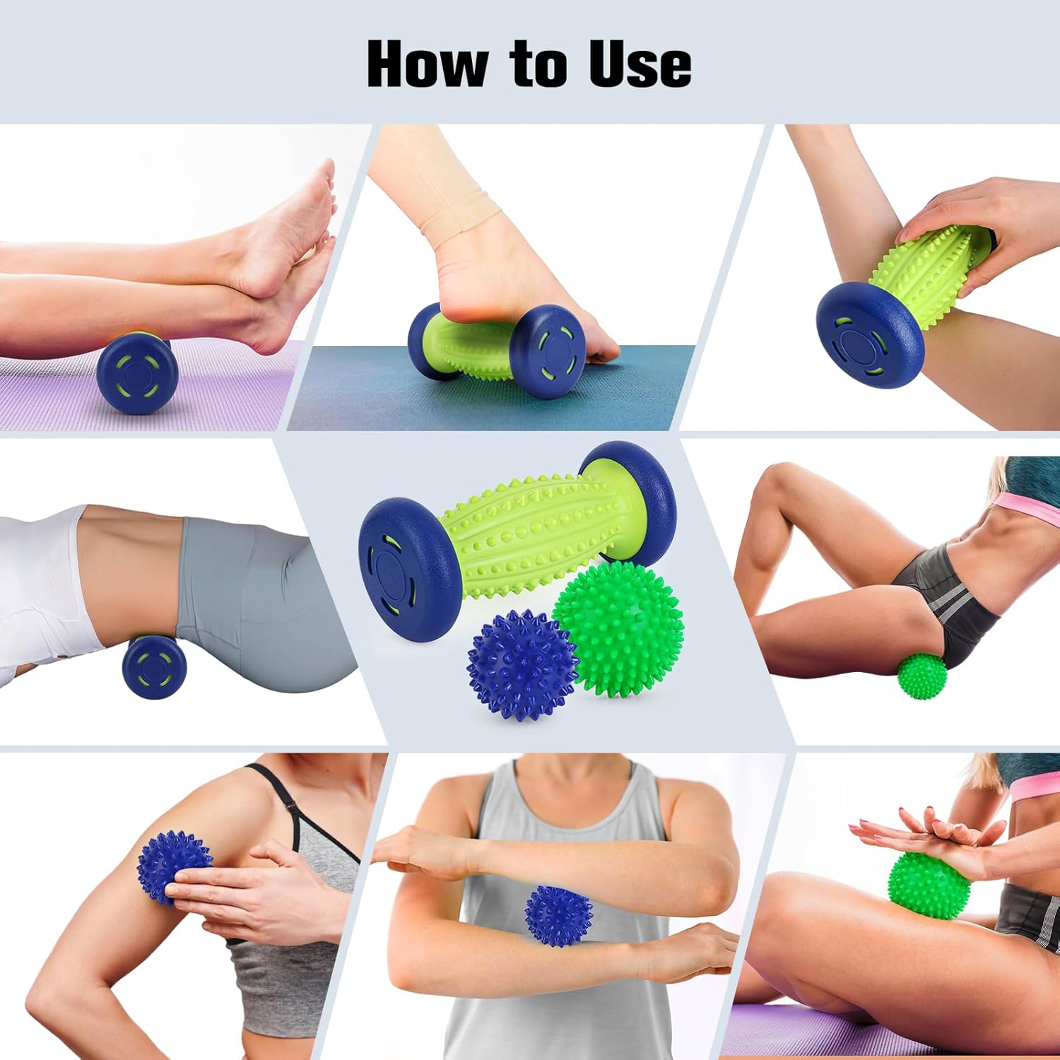 Plantar Fasciitis Roller Foot Massage Ball-Foot Ball Roller Massager Set,Massage Balls and Foot Roller for Plantar Fasciitis Relief | Trigger Point Therapy(1 Foot Massage Roller+2 Spiky Massage Balls)-5