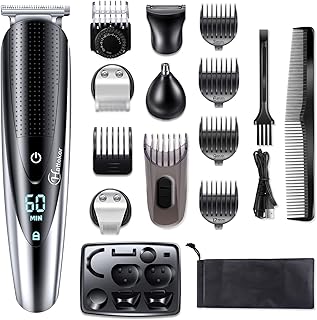 Hatteker Mens Hair Clipper Beard Trimmer Grooming kit Hair Trimmer Mustache Trimmer Body Groomer Trimmer for Nose Ear Facial Hair Cordless Waterproof 5 in 1