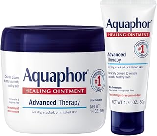 Aquaphor Healing Ointment Advanced Therapy Skin Protectant Skin Care Set, Body Moisturizer for Dry Skin, Minor Cuts and Burns, Dry Cuticles, Cracked Heels, Hands and Lips, 14 Oz Jar + 1.75 Oz Tube