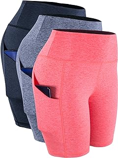 CADMUS High Waisted Compression Shorts for Women Bike Running Shorts Two Pockets