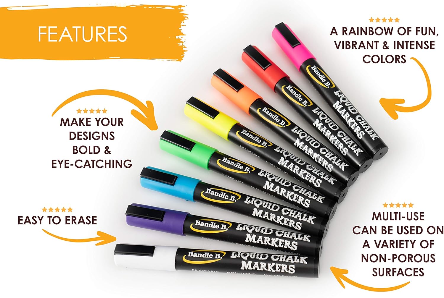 Chalk Markers - 8 Vibrant, Erasable, Non-Toxic, Water-Based, Reversible Tips, For Kids & Adults for Glass or Chalkboard Markers for Businesses, Restaurants, Liquid Chalk Markers (Vibrant 6mm)-4