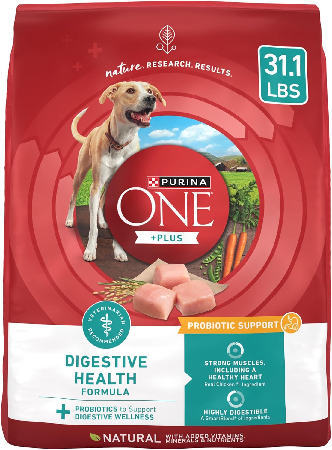 Purina One Plus Digestive Health Formula Dry Dog Food Natural with Added Vitamins, Minerals and Nutrients - 31.1 lb. Bag-0