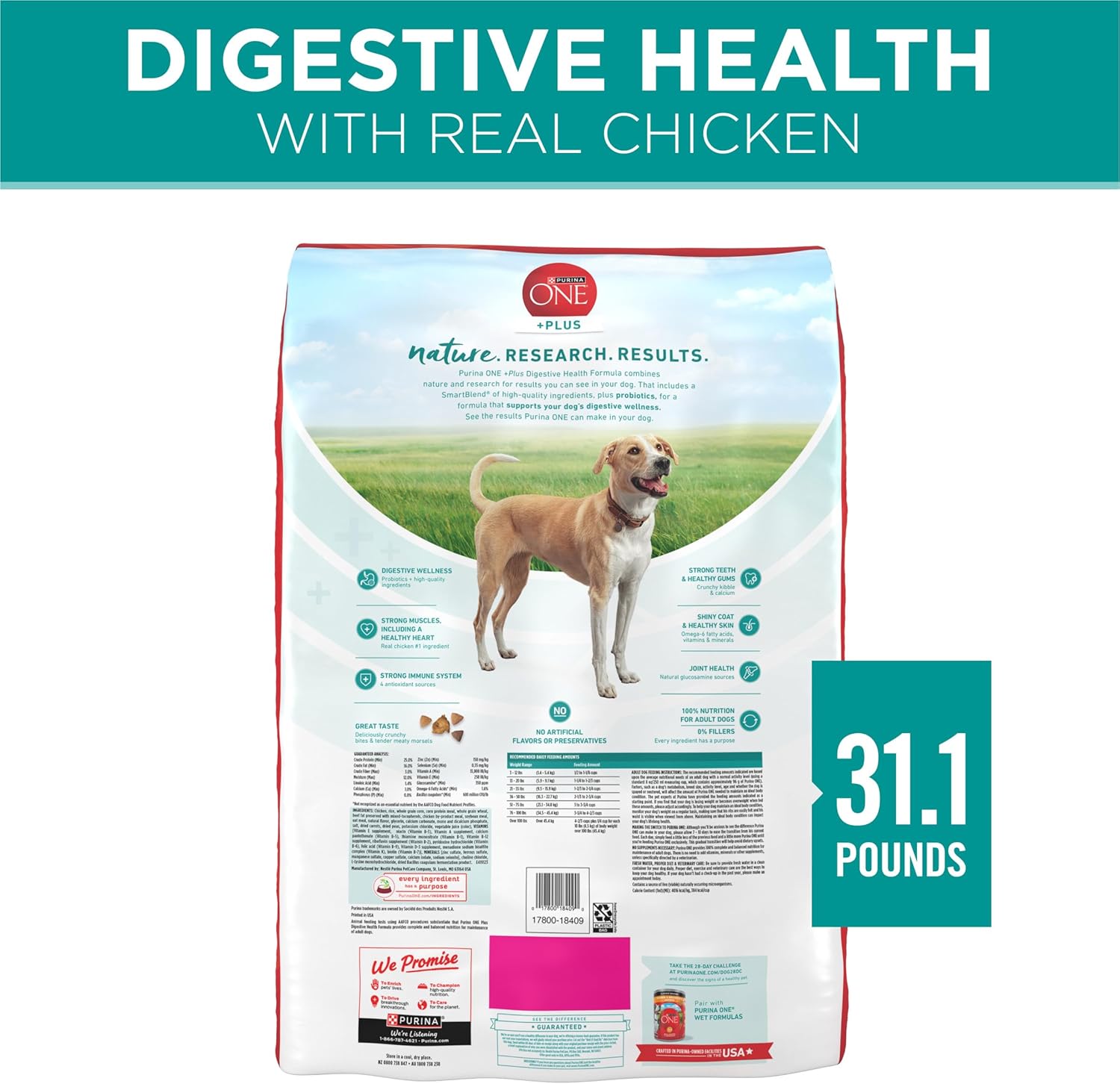 Purina One Plus Digestive Health Formula Dry Dog Food Natural with Added Vitamins, Minerals and Nutrients - 31.1 lb. Bag-5