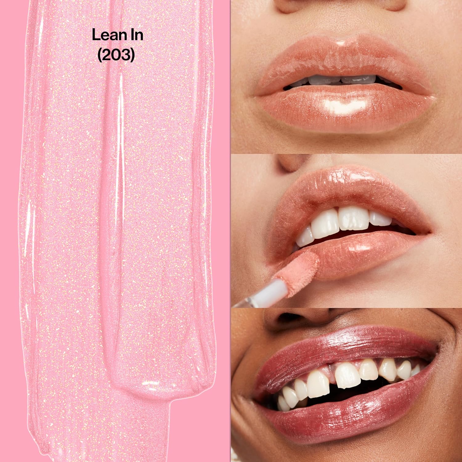 Revlon Lip Gloss, Super Lustrous The Gloss, Non-Sticky, High Shine Finish, 203 Lean In-1