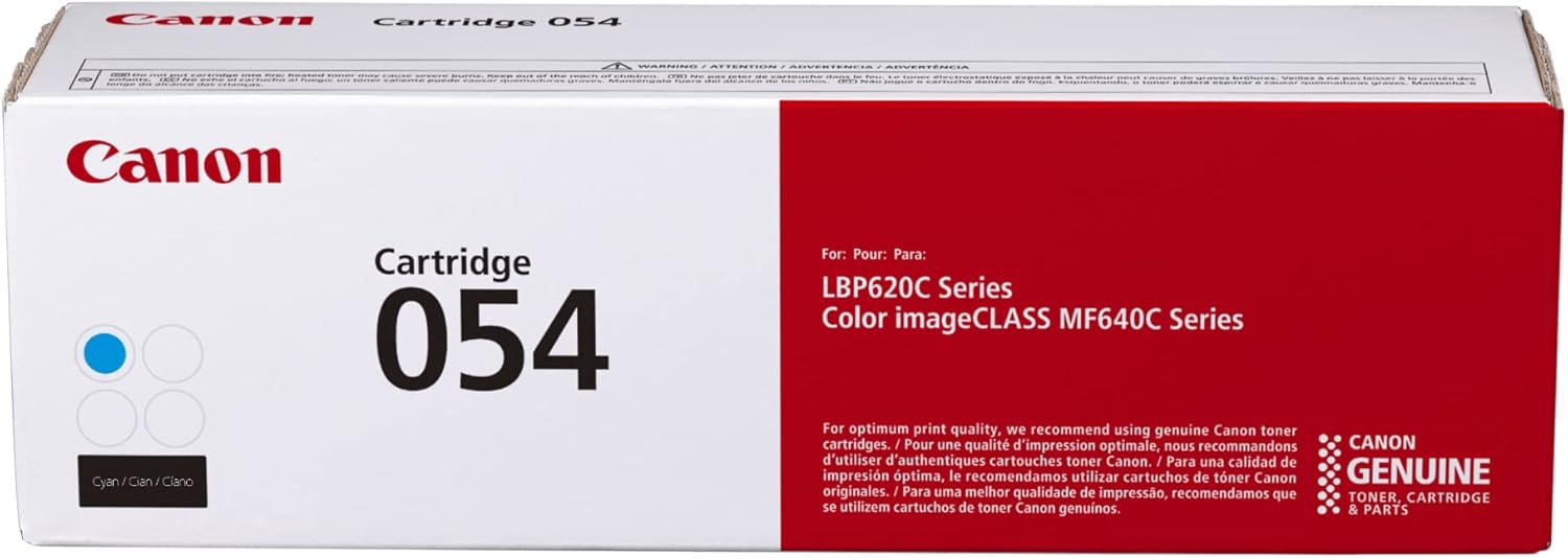 Canon Genuine Toner, Cartridge 054 Cyan (3023C001) 1 Pack Color imageCLASS MF641Cdw, MF642Cdw, MF644Cdw, LBP622Cdw Laser Printers-0