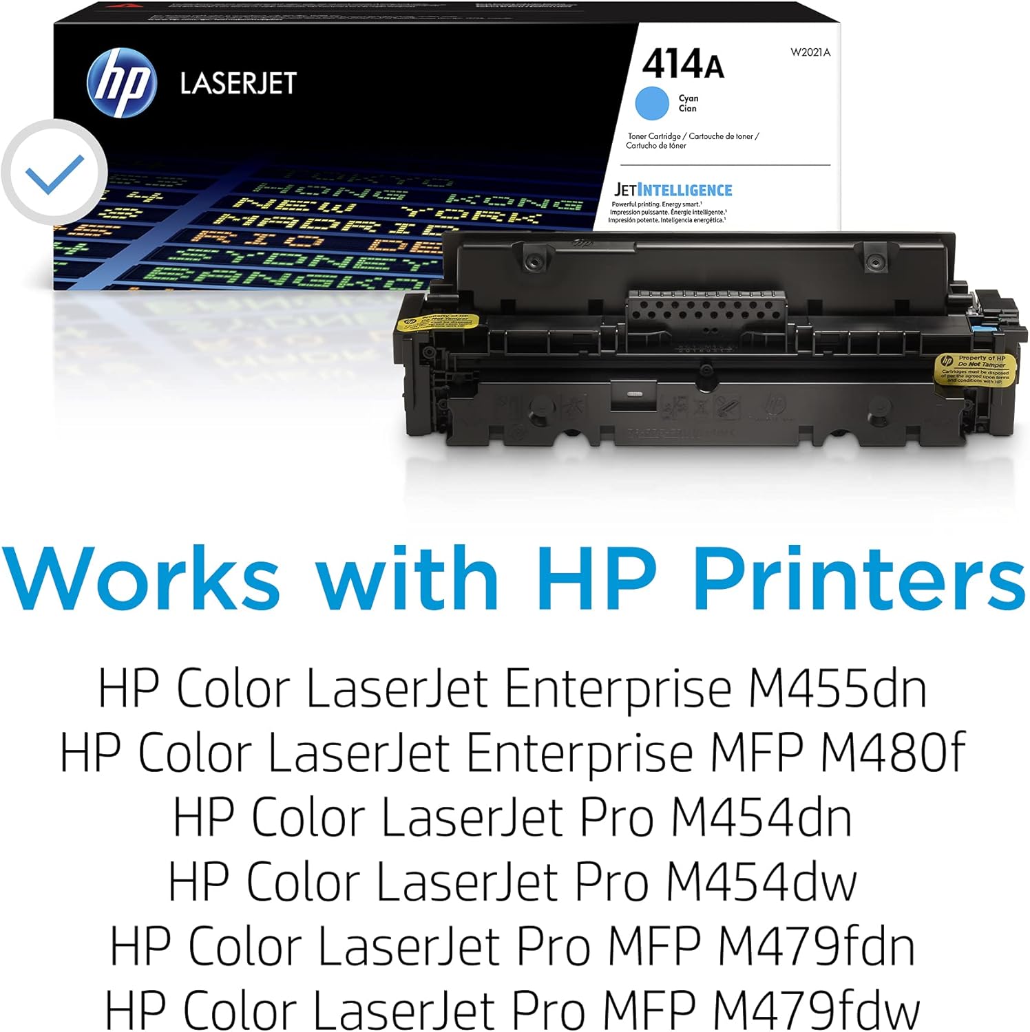 HP 414A Cyan Toner Cartridge | Works with HP Color LaserJet Enterprise M455dn, MFP M480f; HP Color LaserJet Pro M454 Series, HP Color LaserJet Pro MFP M479 Series | W2021A-1