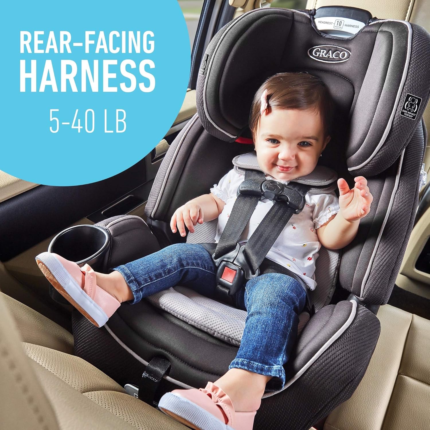 Graco Grows4Me 4-in-1 Car Seat, Convertible Infant to Toddler Car Seat and Booster, West Point Design, for 10 Years of Safe, Comfortable Journeys-1