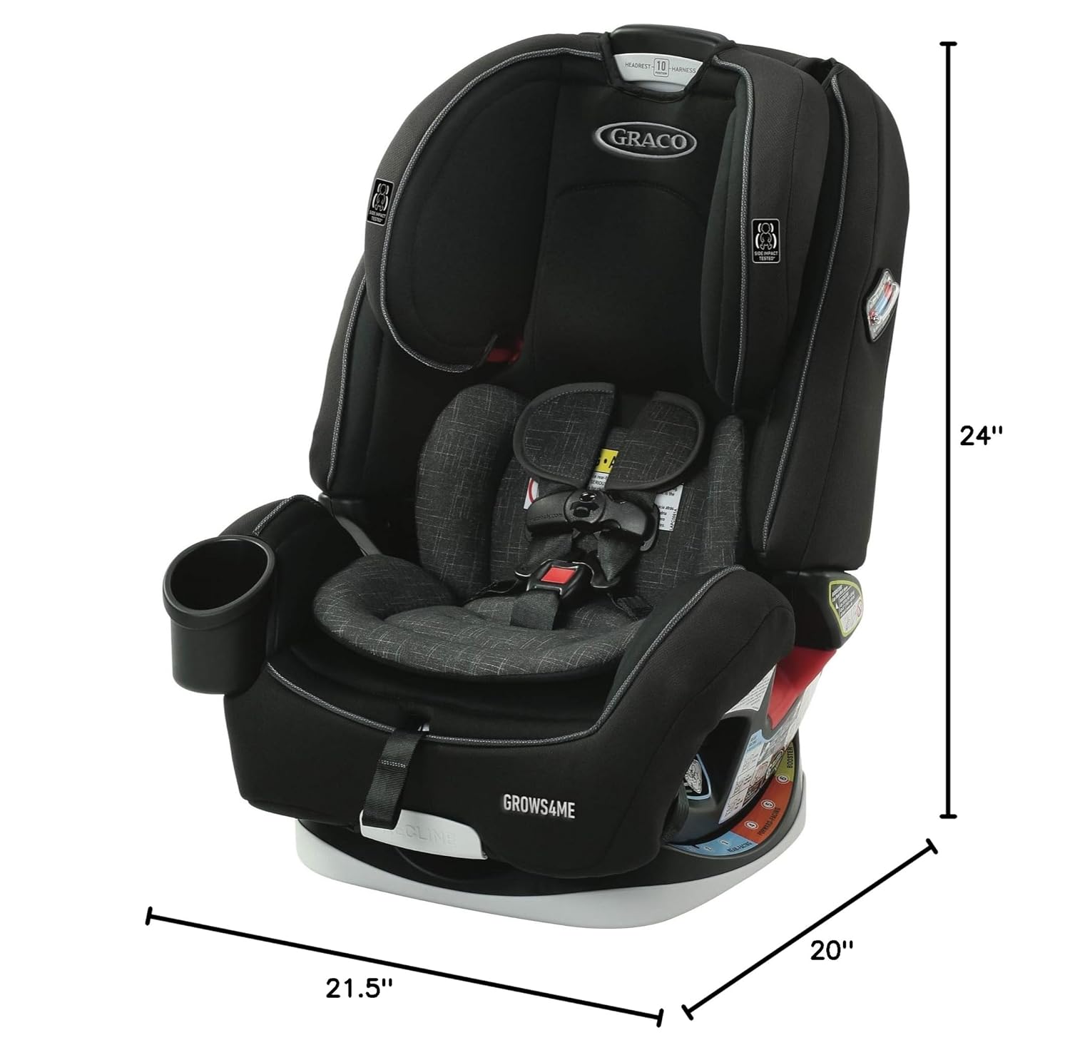 Graco Grows4Me 4-in-1 Car Seat, Convertible Infant to Toddler Car Seat and Booster, West Point Design, for 10 Years of Safe, Comfortable Journeys-6