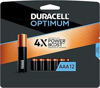 DURACELL Optimum AAA Batteries with Power Boost Ingredients, 12 Count Pack with Long-lasting Power, All-Purpose Alkaline AAA Battery for Household and Office Devices