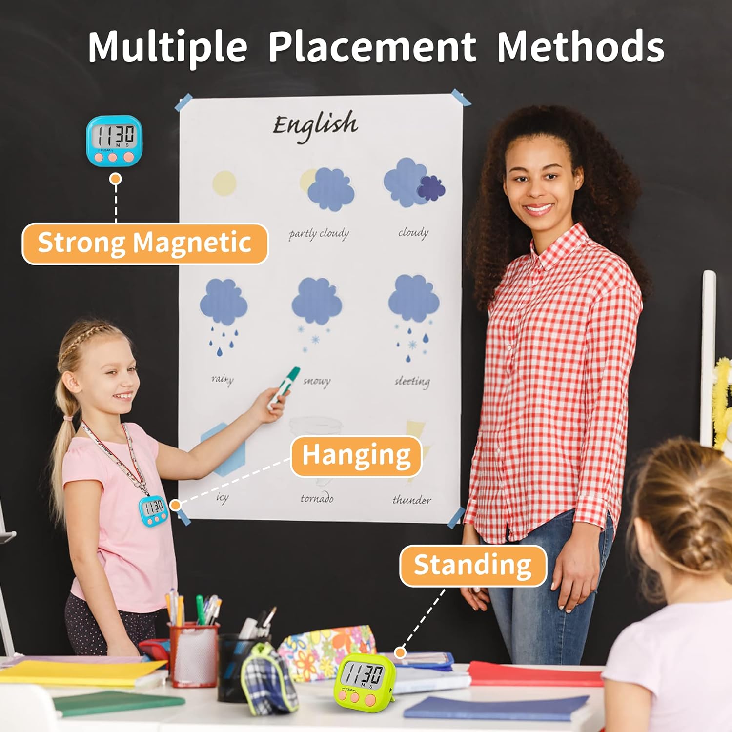 Classroom Timers for Teachers Kids Large Magnetic Digital Timer 2 Pack-2