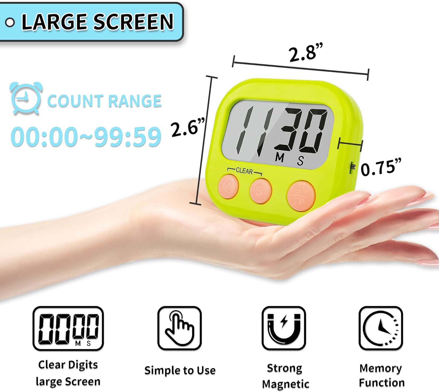 Classroom Timers for Teachers Kids Large Magnetic Digital Timer 2 Pack-3