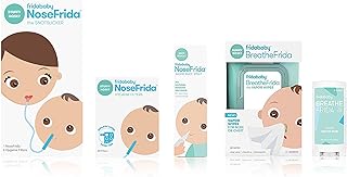 Frida Baby Cold and Flu Relief Bundle, Congestion Relief Kit Includes the NoseFrida Nasal Aspirator, Hygeine Filter, Saline Nasal Spray, Baby Vapor Rub & Vapor Nose & Chest Wipes