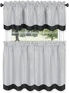 Achim Home Furnishings Westport Tier and Valance Set 58 x 24/58 x 14 - Black/White