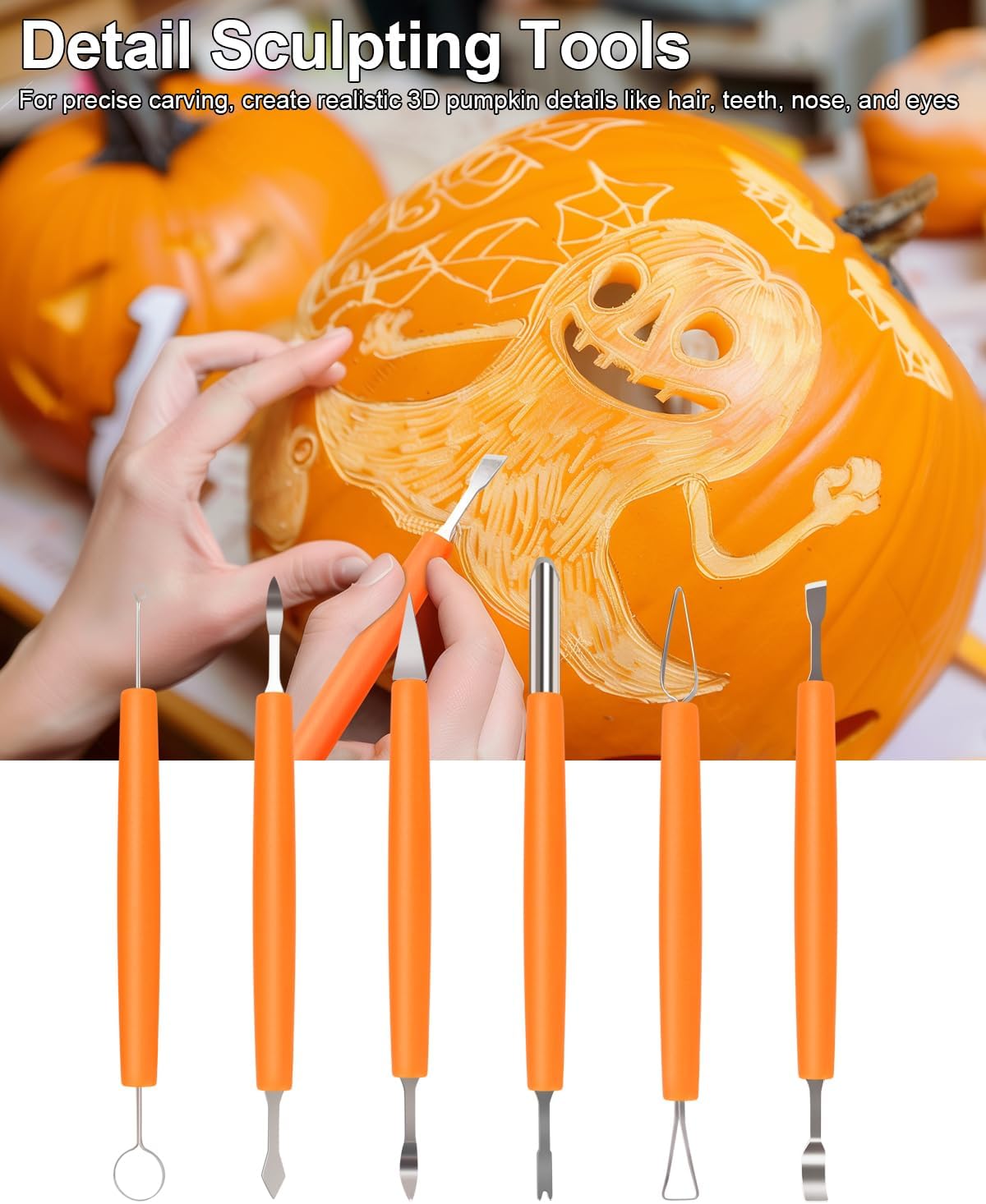 Luditek Halloween Pumpkin Carving Tools, Halloween Jack-O-Lanterns 11 Piece Professional Stainless Steel Pumpkin Carving Kit, Pumpkin Cutting Supplies Tools Kit for Adults Kids-2