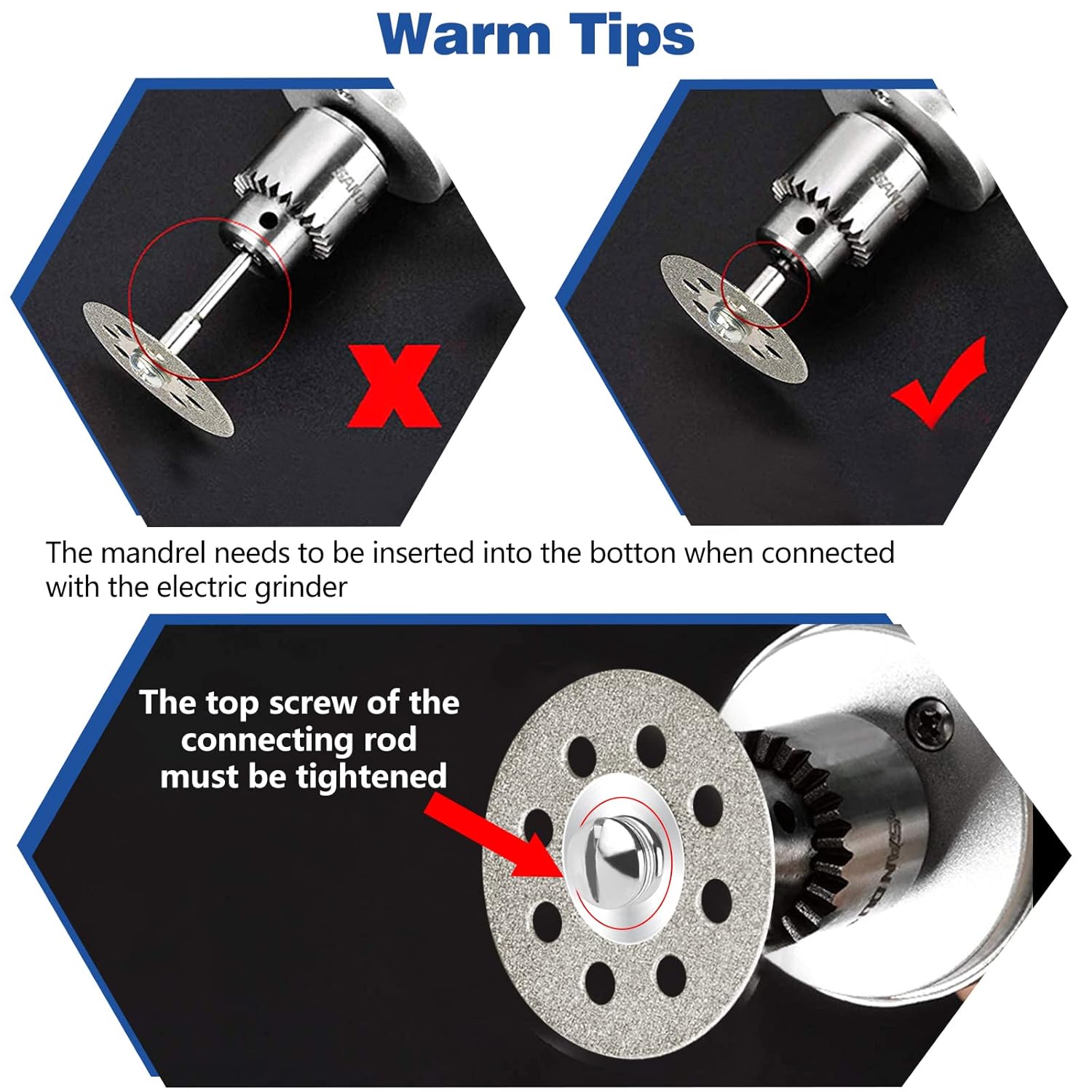 Winzwon Cutting Wheels Set 44 Pcs for Dremel Rotary Tool Accessories Kit, Gifts for Men, Diamond Cutting Wheels 15 Pcs, Resin Cut Off Discs 15 Pcs, Hss Circular Saw Blades 6pcs with 6 Mandrel Shank-5