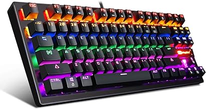 MageGee Mechanical Gaming Keyboard 87 Keys with RGB LED Backlit - Wired USB Computer Keyboard with Blue Switches, 100% Anti-Ghosting, Metal Construction, Water Resistant for Windows PC Laptop