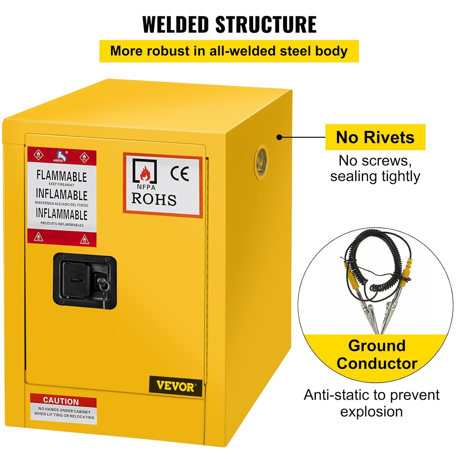 Vevor 17" x 17" x 22" Flammable Cabinet Galvanized Steel, Safety Cabinet, Adjustable Shelf Flammable Storage Cabinet, for Commercial Industrial and Home Use: Industrial & Scientific-5