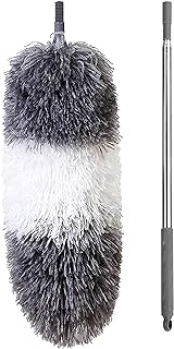 BOOMJOY Microfiber Feather Duster with Extendable Pole, 100" Telescoping Cobweb Duster for Cleaning, Bendable Head, Scratch-Resistant Cover, Washable Duster for Ceiling, Fan, Furniture Gray