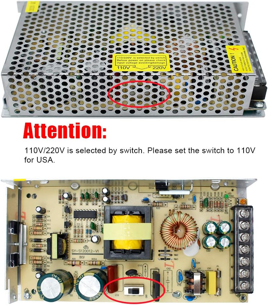 inShareplus 12V 33A 400W, DC Universal Regulated Switching Power Supply, Converter AC 100-240V to DC 12 Volt LED Driver, Transformer, Adapter for LED Strip Light, 3D Printer, Radio, Computer Project-6