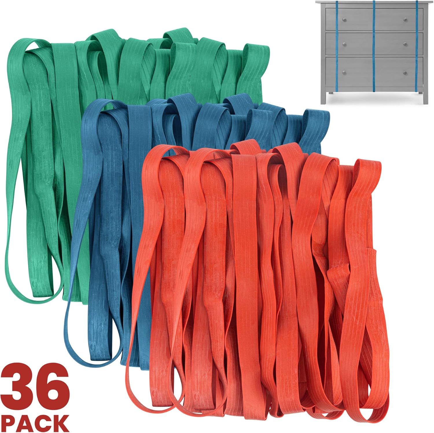 36 Pack Mover Blanket Rubber Bands - Extra Large Rubber Bands for Moving Blankets and Furniture - Variety of Sizes 26in, 30in & 42in - 36 Moving Bands Total - kitchentoolz-6