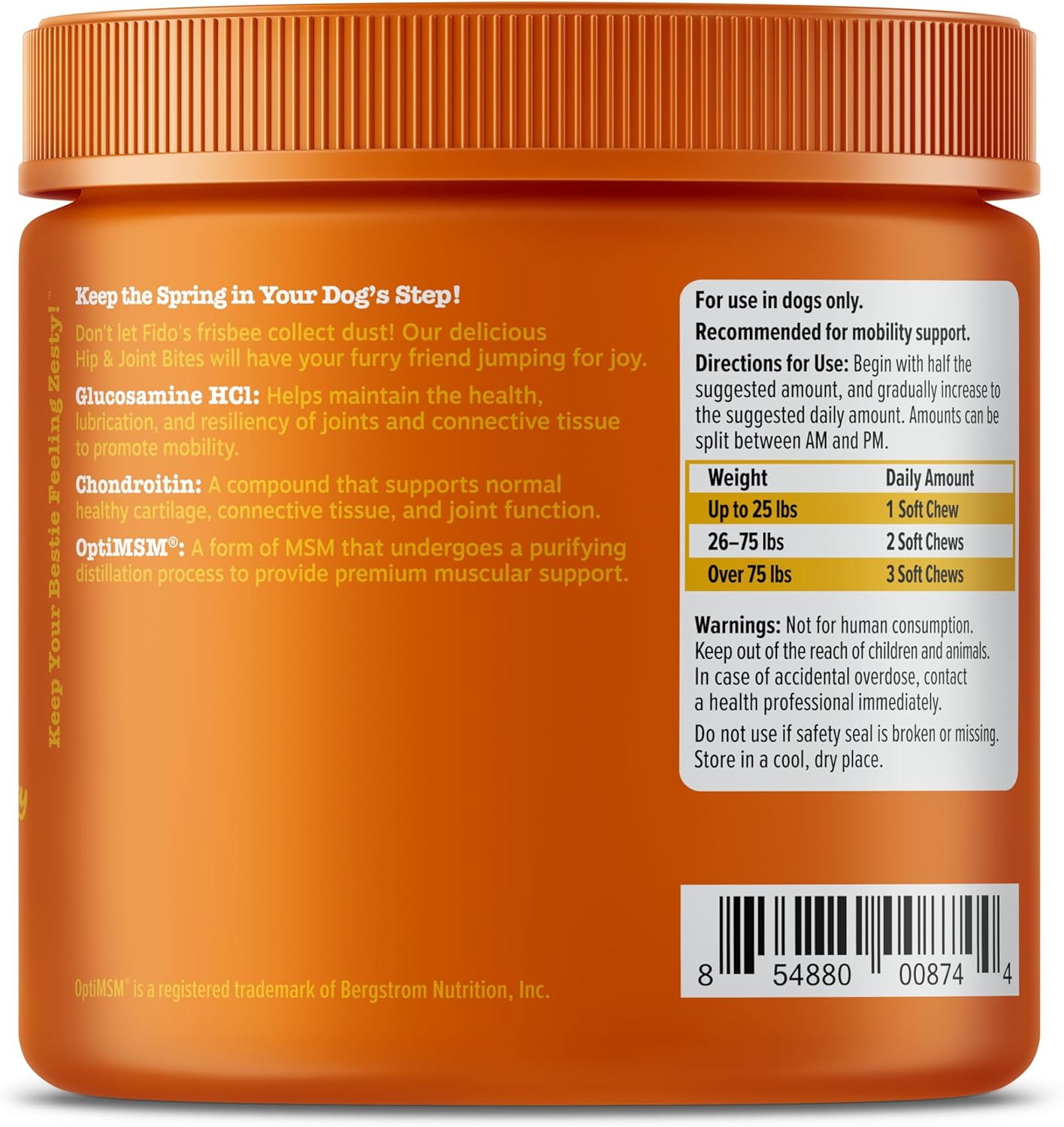 Zesty Paws Hip and Joint Supplement for Dogs - Glucosamine for Dog Joint Supplement - with Chondroitin, MSM, Vitamins C and E for Dog Joint Relief - Mobility Bites Bacon – 90 Count-6