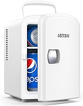 AstroAI Mini Fridge, 4 Liter/6 Can AC/DC Portable Thermoelectric Cooler Refrigerators for Skincare, Beverage, Home, Office and Car, ETL Listed (White