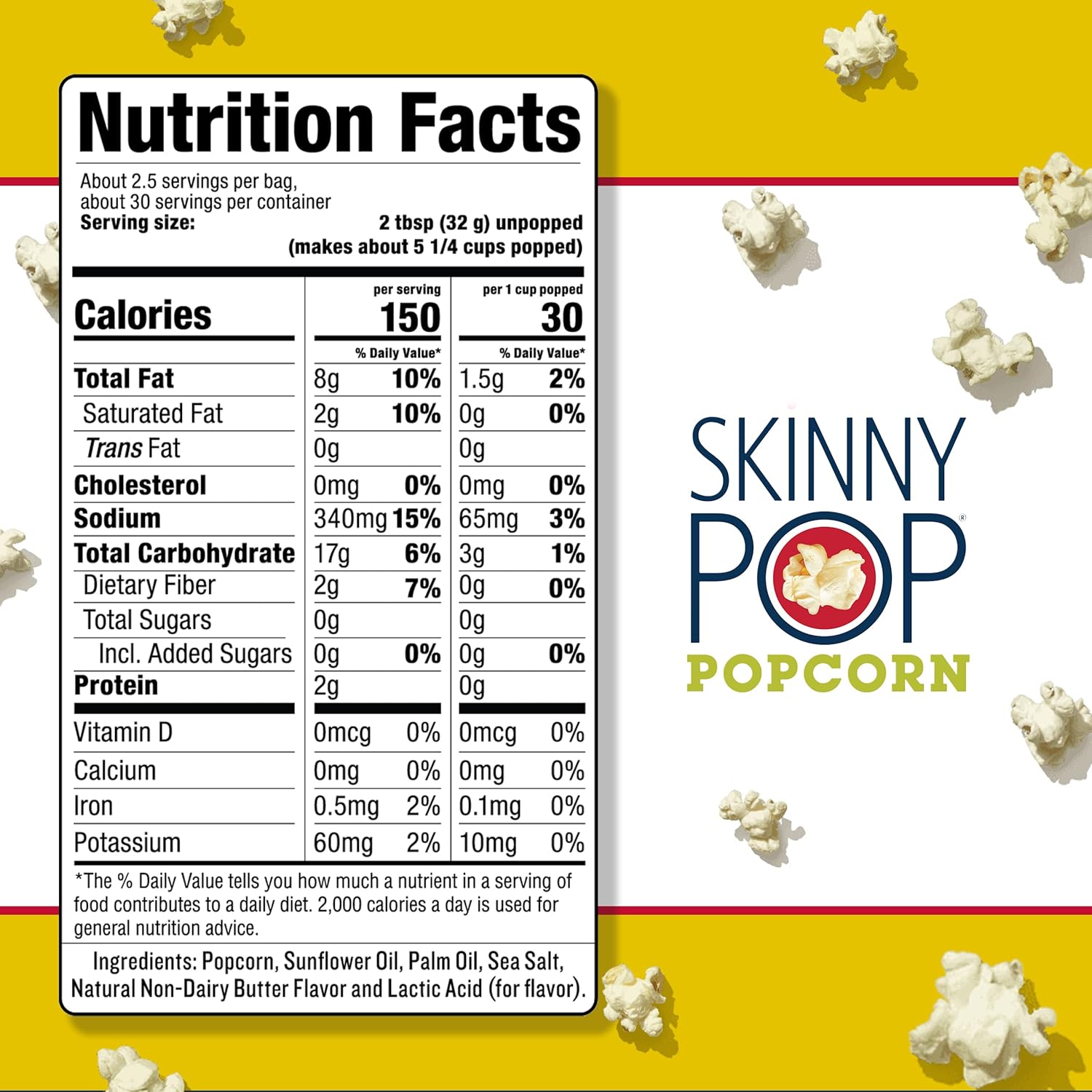 SkinnyPop Butter Microwave Popcorn Bags, Healthy Snacks Microwavable Bags, 2.8 Oz, 12 Boxes (3 Bags per Box), 36 Bags Total, Skinny Pop, Healthy Popcorn, Gluten Free, 2.8 Ounce (Pack of 36)-2