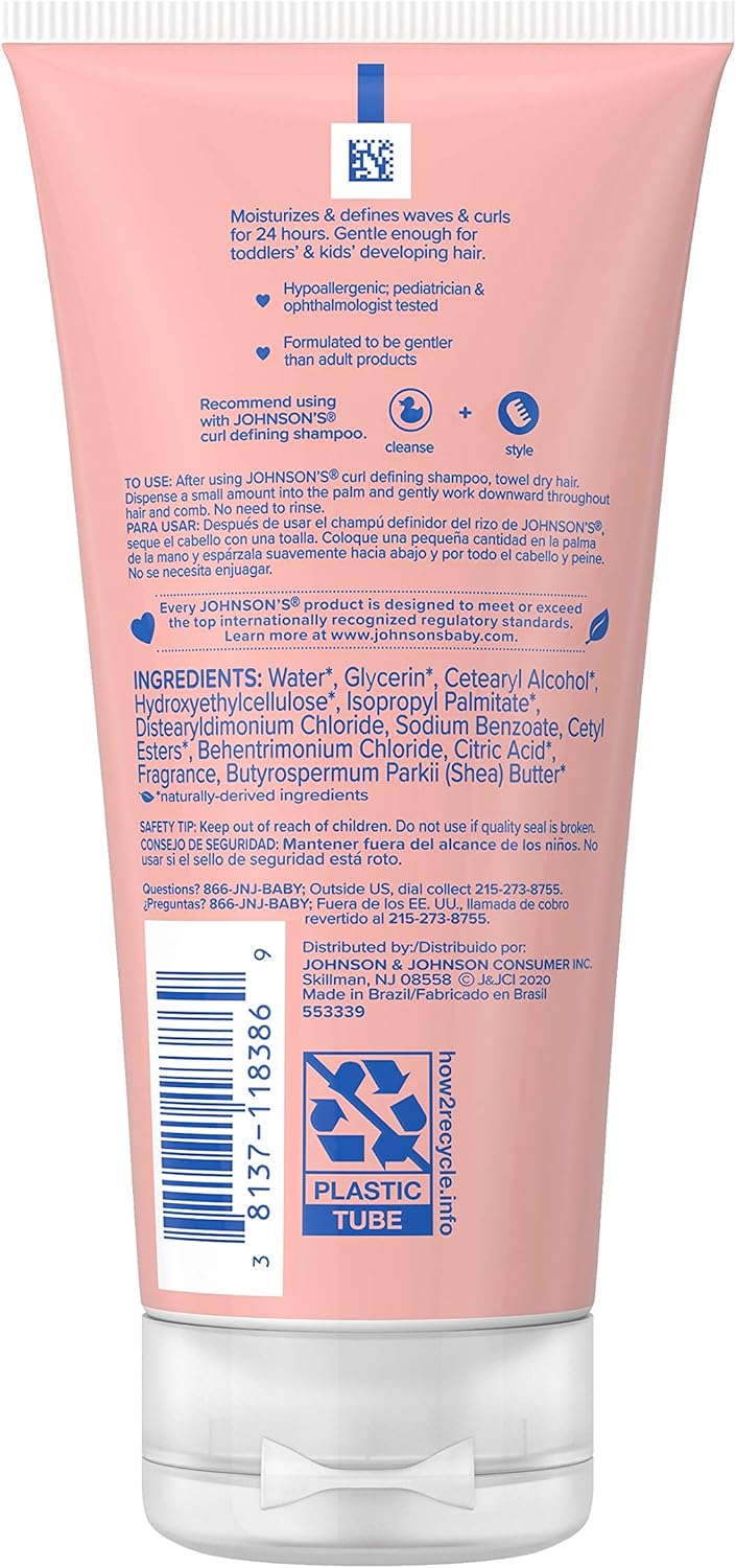 Johnson's Baby Curl Defining Tear-Free Kids' Leave-in Conditioner with Shea Butter, Paraben-, Sulfate- & Dye-Free Formula, Hypoallergenic & Gentle for Toddlers' Hair, 6.8 fl. Oz-8