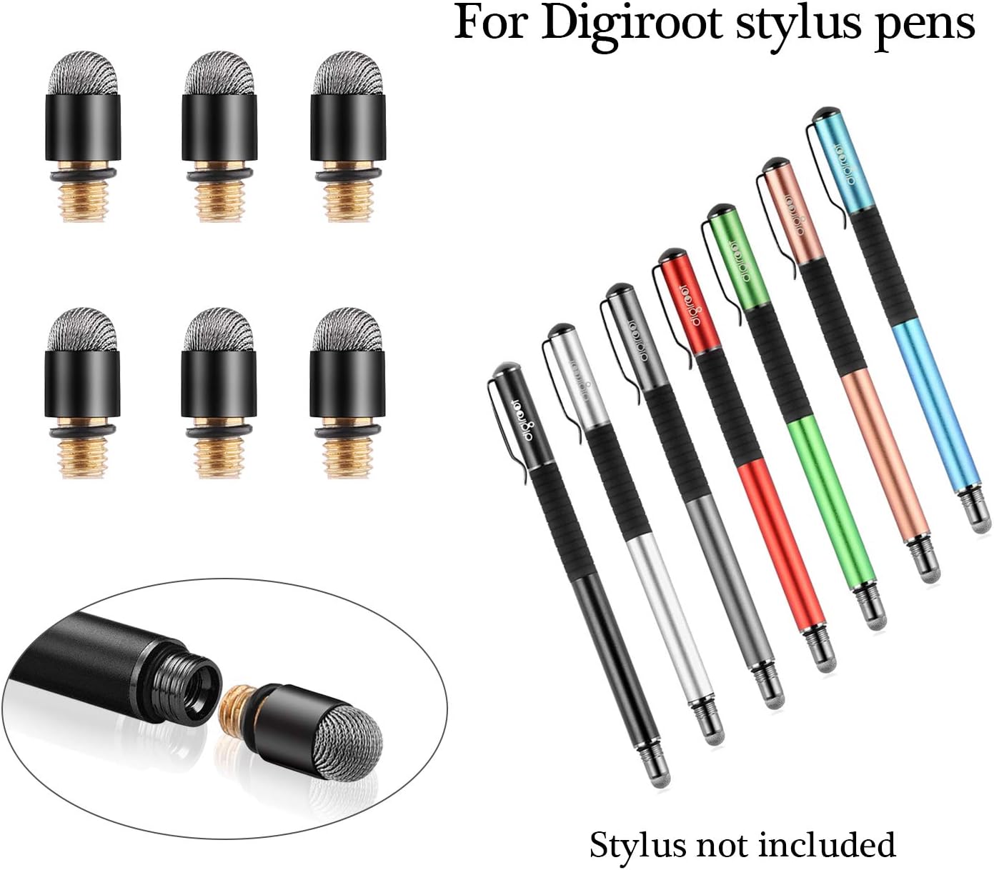 Digiroot High Precision Replacements Fiber Tips for Digiroot Capacitive Stylus Pens (6-Pack)-2