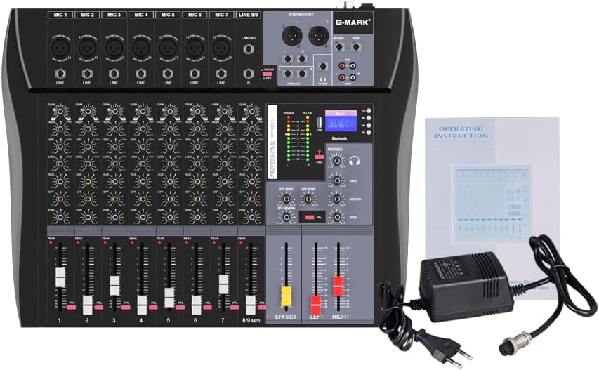 G-MARK MR80S Audio Mixer Interface USB Bluetooth Mixing Console 8 Channel 48V Phantom Power Sound Board Music Reverb For PC Stage DJ Studio Sound Controller Analog Mixer-10