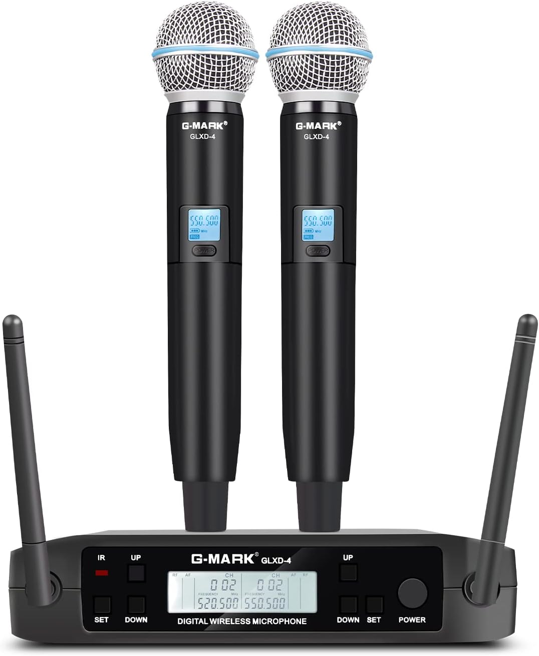 G-MARK Wireless Microphone, GLXD4 Professional Karaoke Microphone Dual UHF Cordless Dynamic Mic System, Frequency Adjustable for Meeting, Party, Church, DJ, Wedding, Home KTV Set, 200ft-0