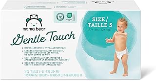 Amazon Brand - Mama Bear Gentle Touch Diapers, Hypoallergenic, Size 5, 132 Count (4 packs of 33), White