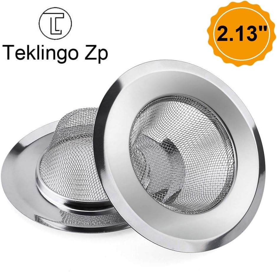 2 Pack - 2.13" Top / 1" Basket- Sink Strainer Bathroom Sink, Utility, Slop, Laundry, RV and Lavatory Sink Drain Strainer Hair Catcher. 1/16" Holes. Stainless Steel-1