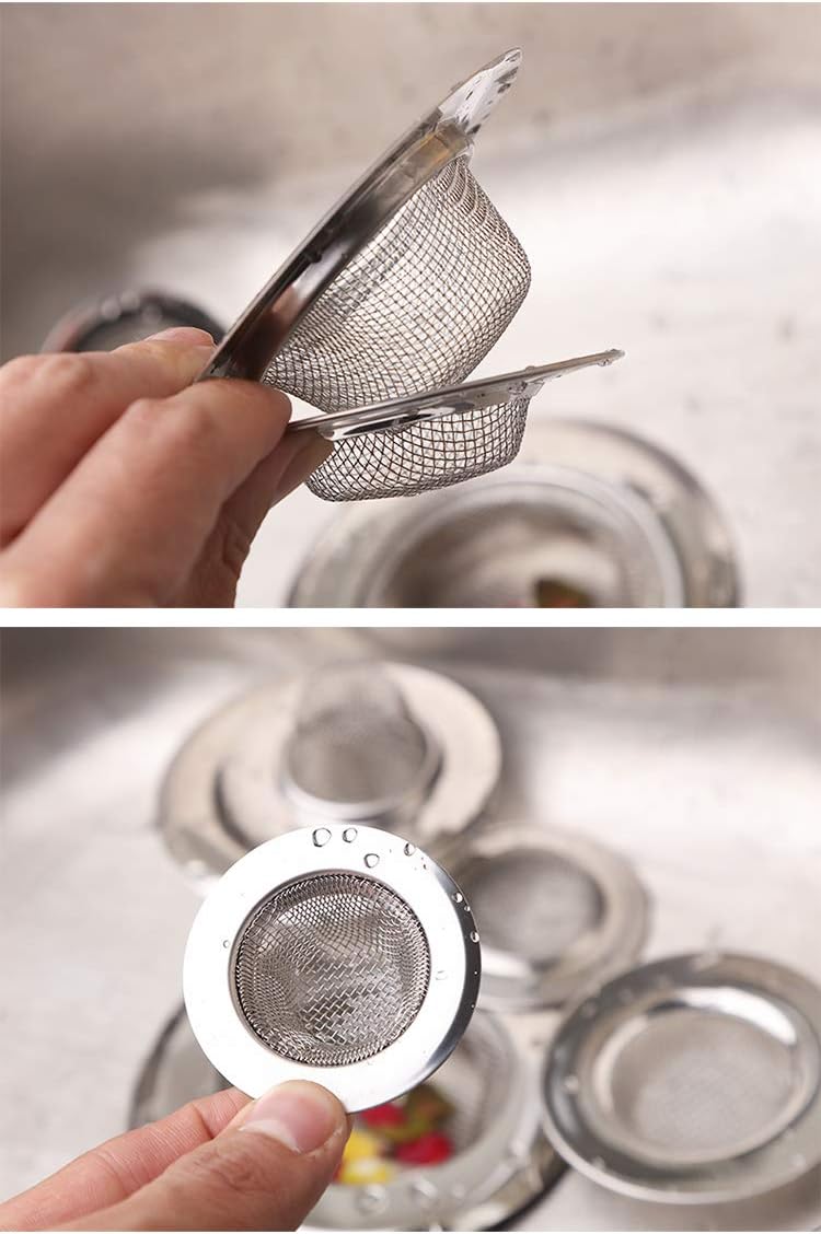 2 Pack - 2.13" Top / 1" Basket- Sink Strainer Bathroom Sink, Utility, Slop, Laundry, RV and Lavatory Sink Drain Strainer Hair Catcher. 1/16" Holes. Stainless Steel-2