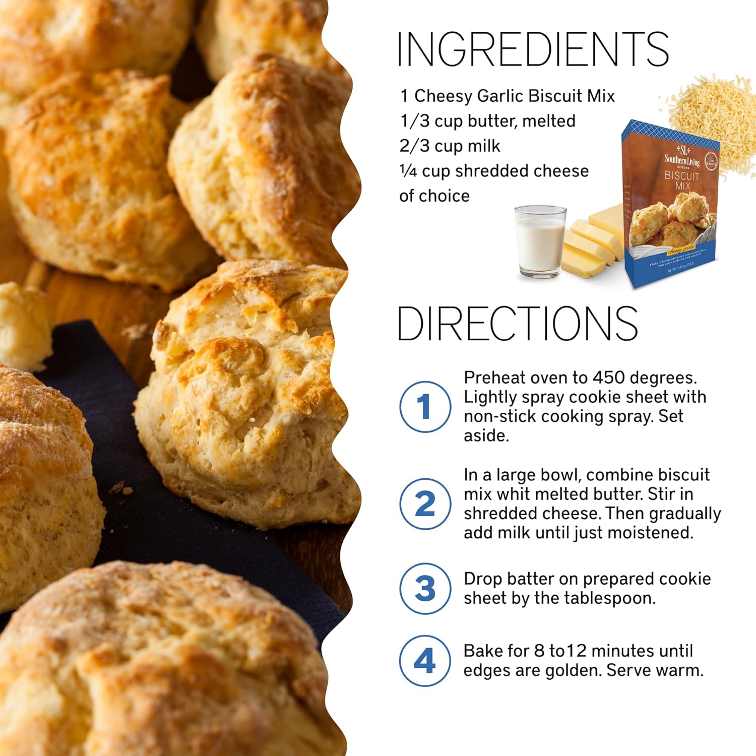 Southern Living Gourmet Cheesy Garlic Biscuit Mix, Easy-to-Bake Delight, Dinner Biscuits, Breakfast Biscuits, Baking Mix, Pantry Staple, Makes 10 Biscuits-5