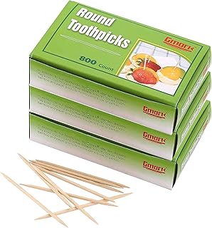 Gmark Round Hotel Toothpicks 800 ct - 3 Boxes Pack Total 2400 ct - 2.5" Natural Wooden Toothpicks GM1021